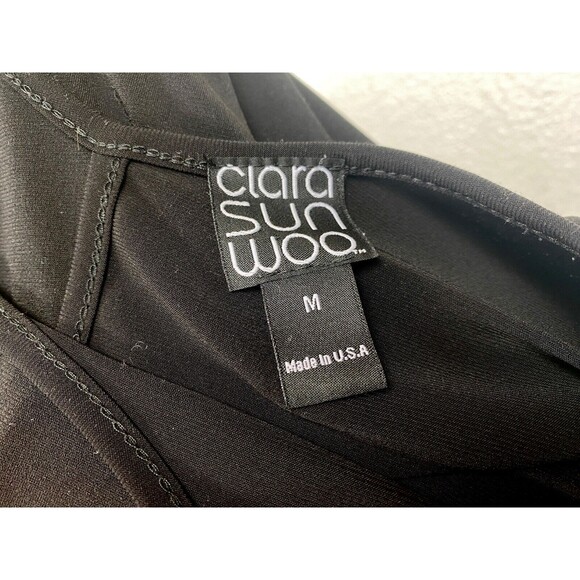 Clara SunWoo Woman Black Knit Dress Medium Scoop Neck Designer Career Travel USA - Picture 9 of 10